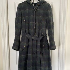 Free People long plaid S hooded coat